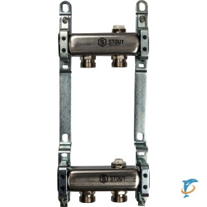 Коллектор STOUT из нержавеющей стали для радиаторной разводки на 2 выхода (SMS 0923 000002)