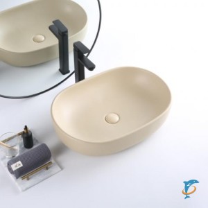 Раковина накладная керамическая, овальная, бежевая матовая, BB1084-H316, 600x420x140 (BB1084-H316)