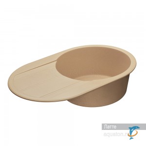 Мойка для кухни из литого мрамора Aquaton Амира круглая с крылом латте 1A712932AI260  (1A712932AI260)