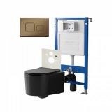 Инсталляция Point Элемент PN45120 + Клавиша Афина бронза браш PN44041BB + Унитаз Веста чёрн мат &mdash; 