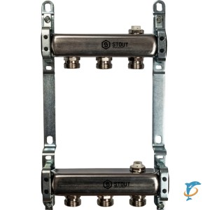 Коллектор STOUT из нержавеющей стали для радиаторной разводки на 3 выхода (SMS 0923 000003)