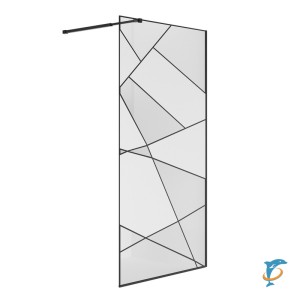 Душевая перегородка Niagara Nova NG-680-12BLACK (120х195) черный матовый, стекло прозрачное с рисунком  (NG-680-12BLACK)