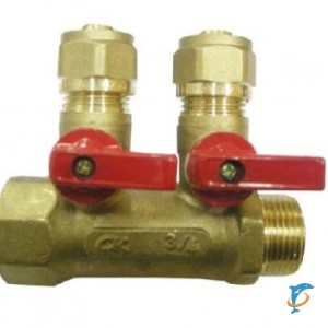 Коллектор Millennium 3/4x16ц 2 выхода красный  (KSK023416)