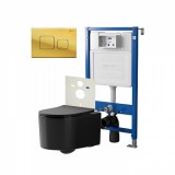 Инсталляция Point Элемент PN45120 + Клавиша Афина золото PN44041G + Унитаз Веста чёрн мат — 