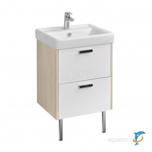 Тумба с раковиной Aquaton Йорк 55 белая, ясень фабрик с раковиной Santek Тигода 55 (1A170501YOAV0 + Aquaton_1WH302126)