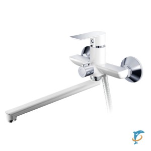 Смеситель для ванны HAIBA HB22505-8 длинный излив, латунь, белый/хром  (HB22505-8)