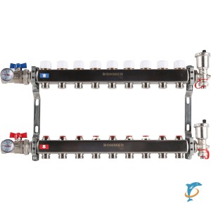 Коллектор из нержавеющей стали в сборе без расходомеров ROMMER 9 вых. RMS-3210-000009  (RMS-3210-000009)