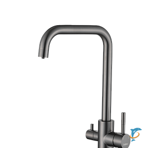 Смеситель для кухни HAIBA HB43829-3 с подключением фильтра, нержавеющая сталь, оружейная сталь (HB43829-3)