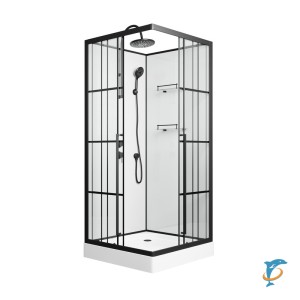 Душевая кабина Niagara Standart ST90/15QL/KL/BKT (90х90х225) низкий поддон(15см),черный,стекло прозрачное  (ST90/15QL/KL/BKT)