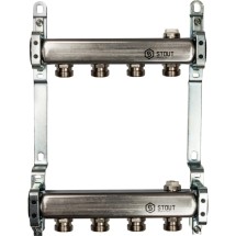 Коллектор STOUT из нержавеющей стали для радиаторной разводки на 4 выхода — Коллектор для радиаторной разводки. Включает:

1 возвратный коллектор, сталь н/ж AISI 304L, с воздухоотводчиком;
1 напорный коллектор, сталь н/ж AISI 304L, с воздухоотводчиком;
2 цельнометаллических кронштейна;