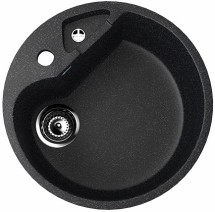 Круглая мойка с дополнительной секцией и отверстием под смеситель ULGRAN U-108 черный — 