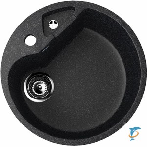 Круглая мойка с дополнительной секцией и отверстием под смеситель ULGRAN U-108 черный  (U-108-308)