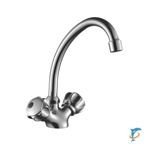 Смеситель DECOROOM DR50028R двуручный для кухни с высоким поворотным изливом (DR50028R)