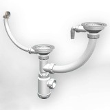 Сифон двойной Granula GRAND 3 1/2 с круглым переливом и винтом и отводом металл (341-11-24) — 