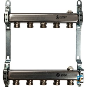 Коллектор STOUT из нержавеющей стали для радиаторной разводки на 5 выходов  (SMS 0923 000005)