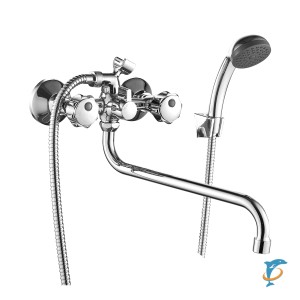 Смеситель DECOROOM DR50045R двуручный для ванны универсальный с поворотным изливом 300 мм (DR50045R)