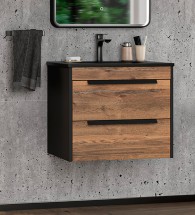 Тумба с раковиной Brevita Monsour 60 подвесная, черный кварц — 