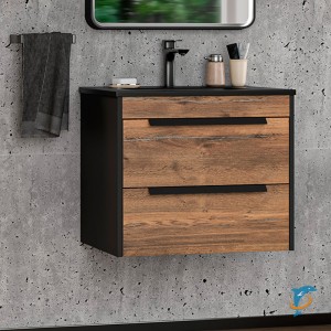 Тумба с раковиной Brevita Monsour 60 подвесная, черный кварц  (MON-09060-0102Я+Misty_9060MMB)