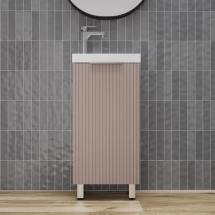 Тумба для комплекта напольная Style Line Соло 40, санд пудровый — Зеркало Style Line Адонис 70 черное ЛС-00000006