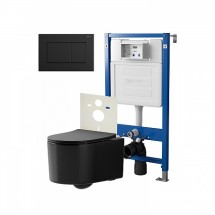 Инсталляция Point Элемент PN45120 + Клавиша Ника черн мат PN44081BM + Унитаз Веста чёрн мат — 