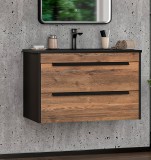 Тумба с раковиной Brevita Monsour 80 подвесная, черный кварц — 