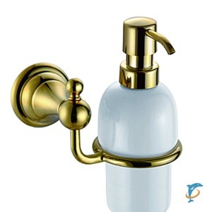 Дозатор жидкого мыла Azario ELVIA подвесной, керамический, золото (AZ-91112G)  (AZ-91112G)