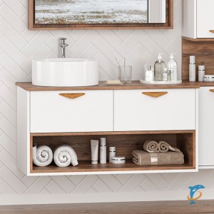 Тумба с раковиной Brevita Bergen 105 подвесная белая 2 ящика (BER-07105-19-01-2Я+MU0055B-GW 50)