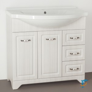 Тумба с раковиной Style Line Олеандр-2 90 (3 ящ.) (раковина Эльбрус 90, рельеф пастель) (ЛС-00000485+ЛС-00000152)