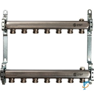 Коллектор STOUT из нержавеющей стали для радиаторной разводки на 7 выходов  (SMS 0923 000007)
