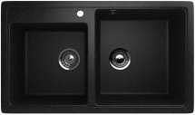 Двухсекционная мойка с отверстием под смеситель ULGRAN U-200 черный — 