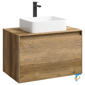 Тумба с раковиной Aqwella 5 Stars Mobi 80 подвесная, дуб балтийский (раковина Олимпия 560)  (MOB0108DB+MOB0708DB+4640021064269)