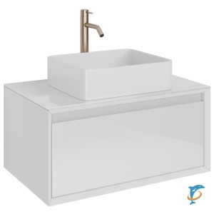 Тумба с раковиной 641945 Dreja INSIGHT 80 подвесная, белый глянец  (99.9200+641945)