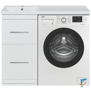 Тумба Misty Мексика 50 под стиральную машину белая эмаль с раковиной Гавана 105 левая  (П-Мекс01060-0113Я+Misty_5021205)