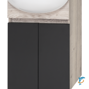 Тумба с раковиной Misty Поло 50 графит, светлое дерево  (О-Пол07060-0142ДП + Misty_CDB00006402)