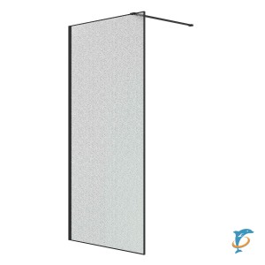 Душевая перегородка Niagara Nova NG-781-10BLACK (100х200) черный матовый, стекло эффект битого стекла (NG-781-10BLACK)