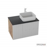 Тумба подвесная Grossman АЛЬБА-80 см с 2-я ящиками веллингтон/белая — 