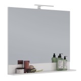 Зеркало Lemark ROMANCE 80см с полкой, цвет: Белый глянец — 