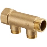 Отдельный элемент гребенки проходной Oventrop 1" латунь, на 3 выхода 3/4 &mdash; 