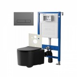 Инсталляция Point Элемент PN45120 + Клавиша Меркурий графит PN44831GM + Унитаз Веста чёрн мат — 
