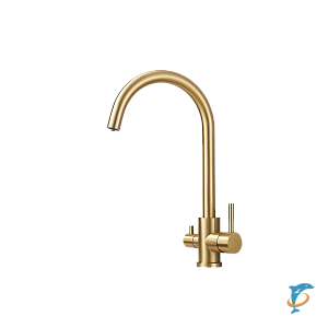 Смеситель для кухни HAIBA HB43828-5 с подключением фильтра, нержавеющая сталь, золото  (HB43828-5)