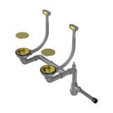 Арматура OMOIKIRI для двухчашевых моек с прямоугольными переливами, декоративными решетками, светлое золото  &mdash; 