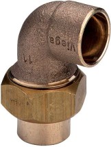 Угловое разъёмное соединение Viega d18-1/2 с переходом на внутреннею резьбу под пайку, с коническим уплотнением, бронза, модель 94096G — 