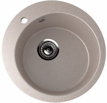 Круглая мойка с отверстием под смеситель ULGRAN U-405 песочный — 