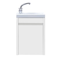 Тумба с раковиной Misty Мини 40 прямая подвесная белая универсальная л/п — 