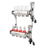 Коллекторная группа VALTEC 1'' VTc.589.EMNX с расходомерами для тёплого пола на 4 выхода  — 