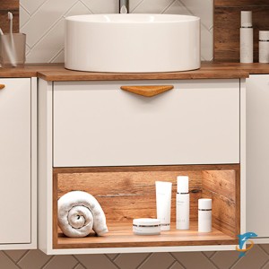 Тумба с раковиной Brevita Bergen 60 подвесная с подсветкой белая  (BER-07060-19-01-1Я+Misty_MLN-7078A)