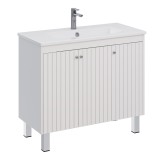 Тумба Lemark ROMANCE 100 см под 1 раковину, подвесная/напольная, 3-х дверная, цвет корпуса, фасада: Белый глянец — 