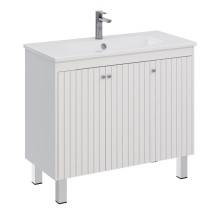 Тумба Lemark ROMANCE 100 см под 1 раковину, подвесная/напольная, 3-х дверная, цвет корпуса, фасада: Белый глянец — 