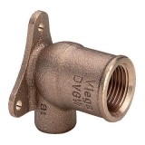 Настенная водорозетка Viega d18х3/4 под пайку с тремя точками крепления, бронза, модель 94471G — 