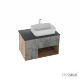 Тумба подвесная Grossman БРУНО-80 см с 1-м ящиком веллингтон/бетон — 